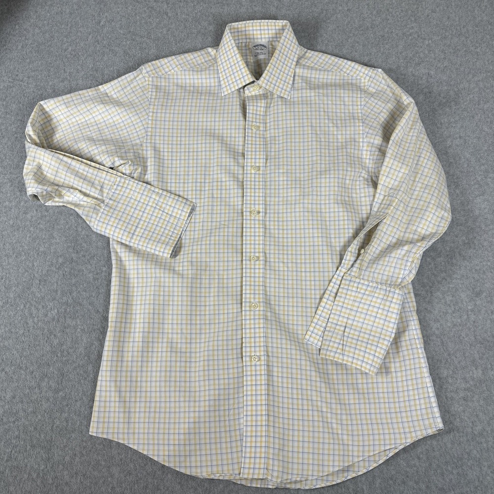 Brooks‎ Brothers Extra Slim Fit Non iron 16/32 French Cuff Yellow/Blue Shirt